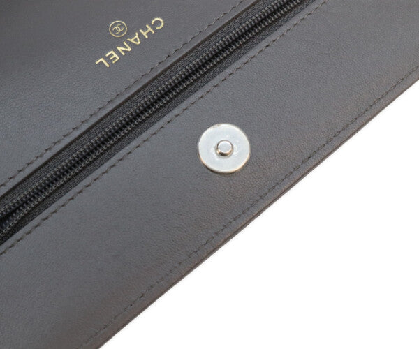CHANEL シャネル AP0957 グレー ラム シャネル19 チェーンウォレット 財布 ショルダーバッグ