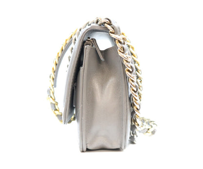CHANEL シャネル AP0957 グレー ラム シャネル19 チェーンウォレット 財布 ショルダーバッグ
