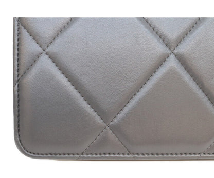 CHANEL シャネル AP0957 グレー ラム シャネル19 チェーンウォレット 財布 ショルダーバッグ