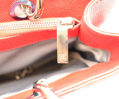 CHANEL シャネル 18番 A50995 赤 キャビア シルバー金具 GST トートバッグ トートバッグ
