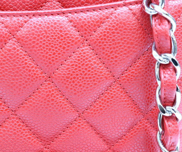 CHANEL シャネル 18番 A50995 赤 キャビア シルバー金具 GST トートバッグ トートバッグ