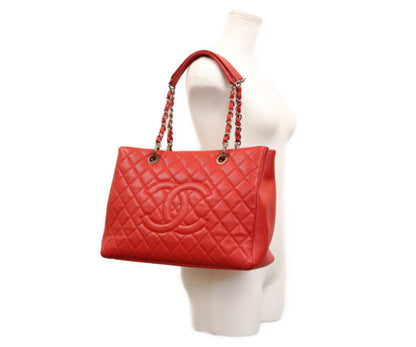 CHANEL シャネル 18番 A50995 赤 キャビア シルバー金具 GST トートバッグ トートバッグ