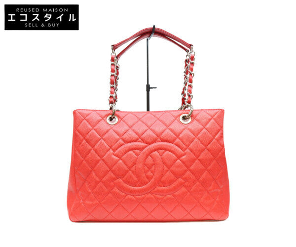 CHANEL シャネル 18番 A50995 赤 キャビア シルバー金具 GST トートバッグ トートバッグ