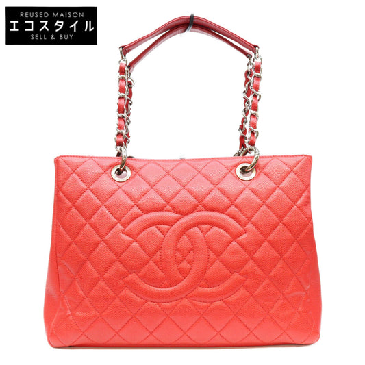 CHANEL シャネル 18番 A50995 赤 キャビア シルバー金具 GST トートバッグ トートバッグ