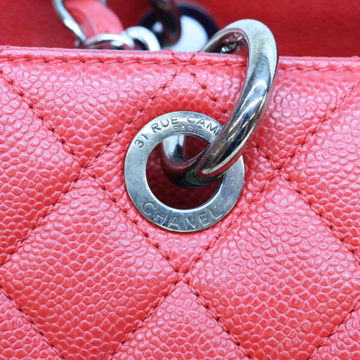 CHANEL シャネル 18番 A50995 赤 キャビア シルバー金具 GST トートバッグ トートバッグ