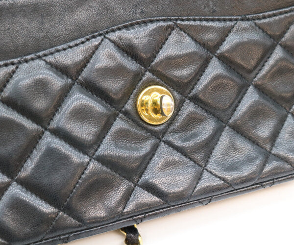 CHANEL シャネル 0番 黒 ラム パリ限定 シングルフラップ マトラッセ19 ショルダーバッグ ショルダーバッグ