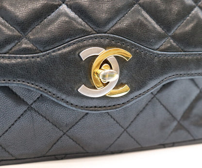 CHANEL シャネル 0番 黒 ラム パリ限定 シングルフラップ マトラッセ19 ショルダーバッグ ショルダーバッグ