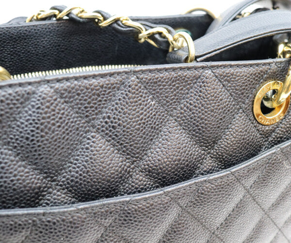 CHANEL シャネル 17番 A50995 黒 キャビア ゴールド金具 GST トートバッグ ショルダーバッグ