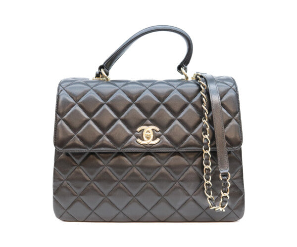 CHANEL シャネル 23番 黒 ラム ゴールド金具 トレンディCCマキシ 2WAYショルダーバッグ ショルダーバッグ