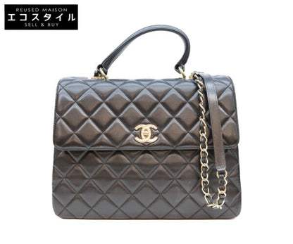 CHANEL シャネル 23番 黒 ラム ゴールド金具 トレンディCCマキシ 2WAYショルダーバッグ ショルダーバッグ