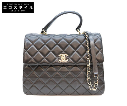 CHANEL シャネル 23番 黒 ラム ゴールド金具 トレンディCCマキシ 2WAYショルダーバッグ ショルダーバッグ