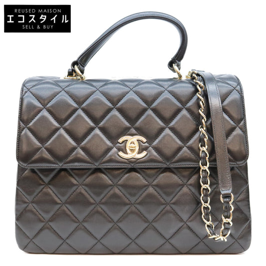 CHANEL シャネル 23番 黒 ラム ゴールド金具 トレンディCCマキシ 2WAYショルダーバッグ ショルダーバッグ