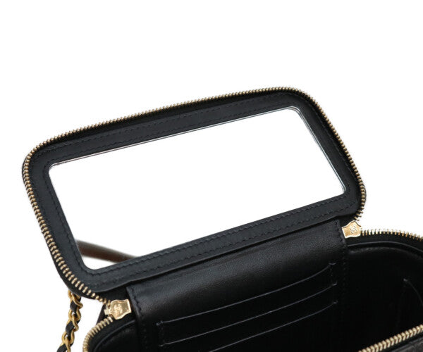 CHANEL シャネル 23年 AP3243 黒 ラム ゴールド金具 トップハンドル 2WAYバニティバッグ ショルダーバッグ