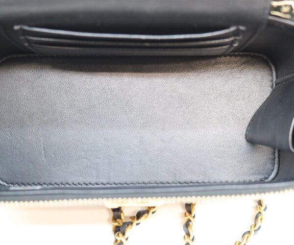 CHANEL シャネル 23年 AP3243 黒 ラム ゴールド金具 トップハンドル 2WAYバニティバッグ ショルダーバッグ