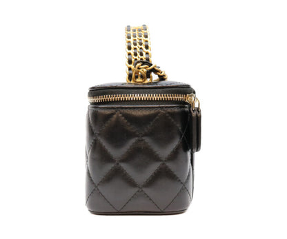 CHANEL シャネル 23年 AP3243 黒 ラム ゴールド金具 トップハンドル 2WAYバニティバッグ ショルダーバッグ