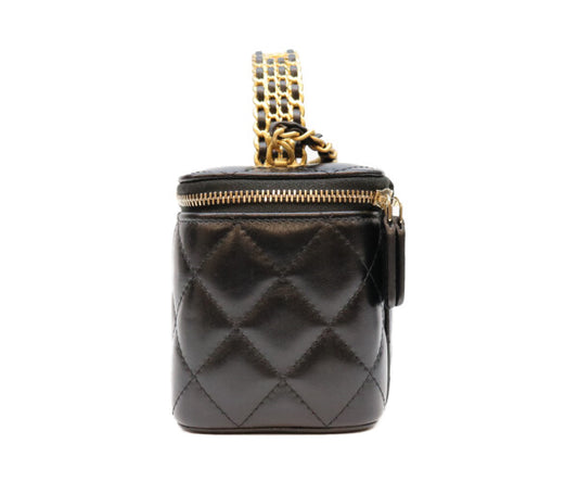 CHANEL シャネル 23年 AP3243 黒 ラム ゴールド金具 トップハンドル 2WAYバニティバッグ ショルダーバッグ