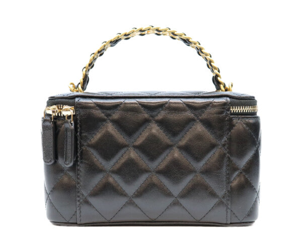 CHANEL シャネル 23年 AP3243 黒 ラム ゴールド金具 トップハンドル 2WAYバニティバッグ ショルダーバッグ