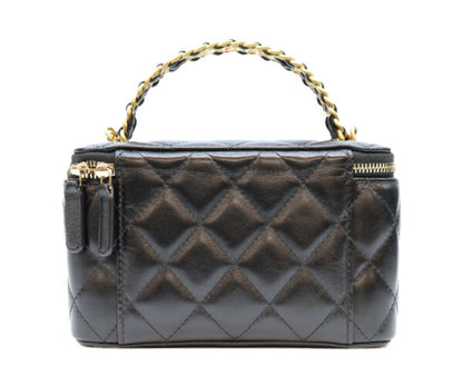 CHANEL シャネル 23年 AP3243 黒 ラム ゴールド金具 トップハンドル 2WAYバニティバッグ ショルダーバッグ