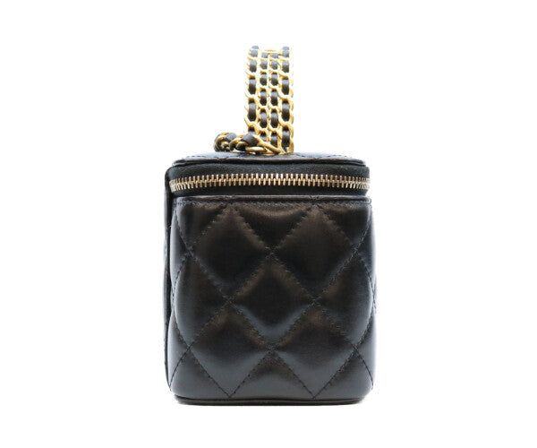 CHANEL シャネル 23年 AP3243 黒 ラム ゴールド金具 トップハンドル 2WAYバニティバッグ ショルダーバッグ