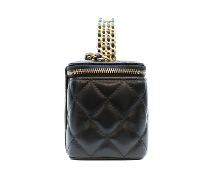 CHANEL シャネル 23年 AP3243 黒 ラム ゴールド金具 トップハンドル 2WAYバニティバッグ ショルダーバッグ