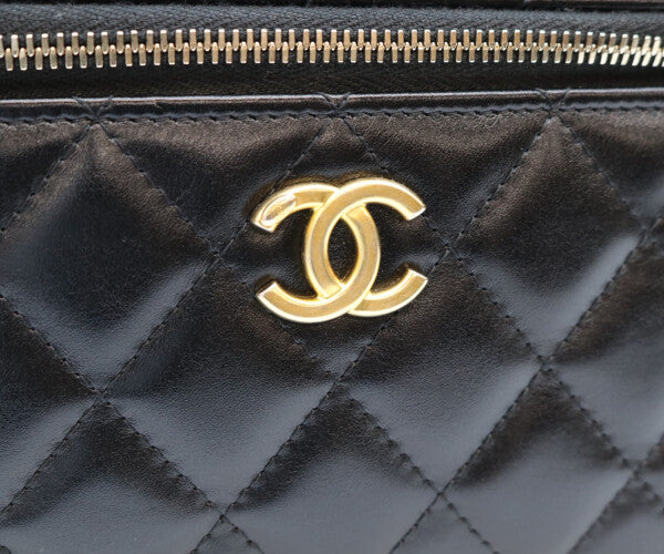 CHANEL シャネル 23年 AP3243 黒 ラム ゴールド金具 トップハンドル 2WAYバニティバッグ ショルダーバッグ