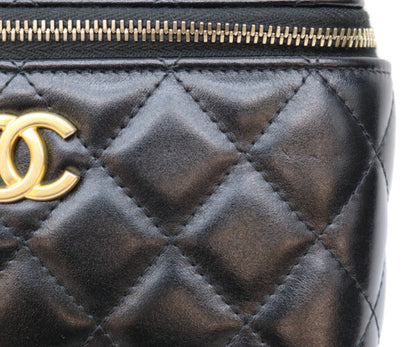 CHANEL シャネル 23年 AP3243 黒 ラム ゴールド金具 トップハンドル 2WAYバニティバッグ ショルダーバッグ