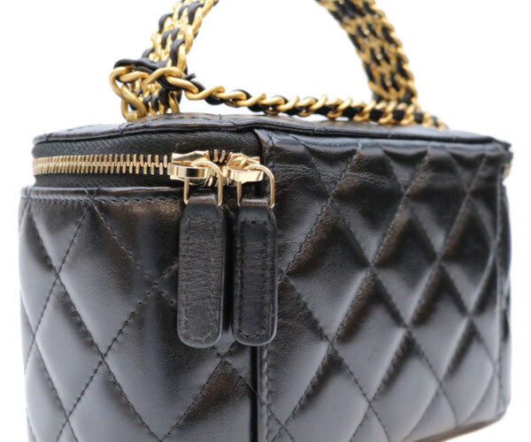 CHANEL シャネル 23年 AP3243 黒 ラム ゴールド金具 トップハンドル 2WAYバニティバッグ ショルダーバッグ