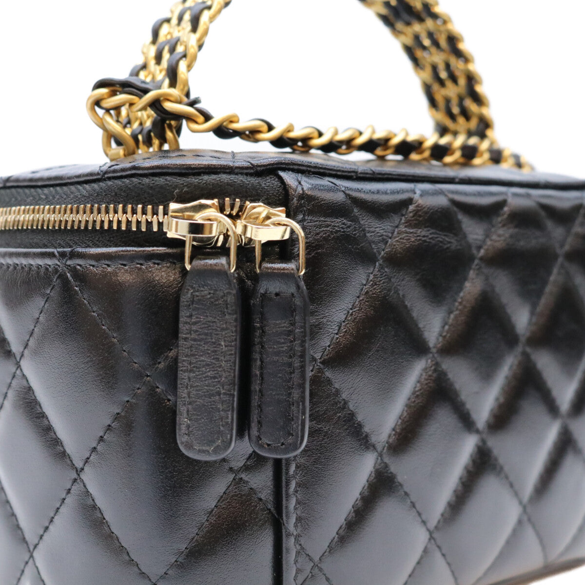 CHANEL 2023, AP3243, black lambskin, gold-tone hardware, top-handle 2-way vanity shoulder bag