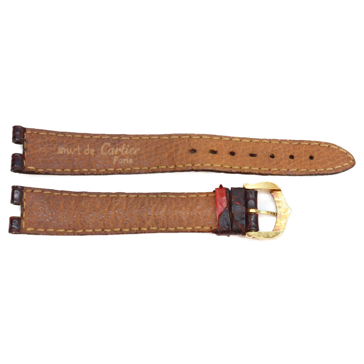 Cartier genuine burgundy crocodile leather strap for Must de Cartier Vendôme SM, 13 mm, with buckle wristwatch