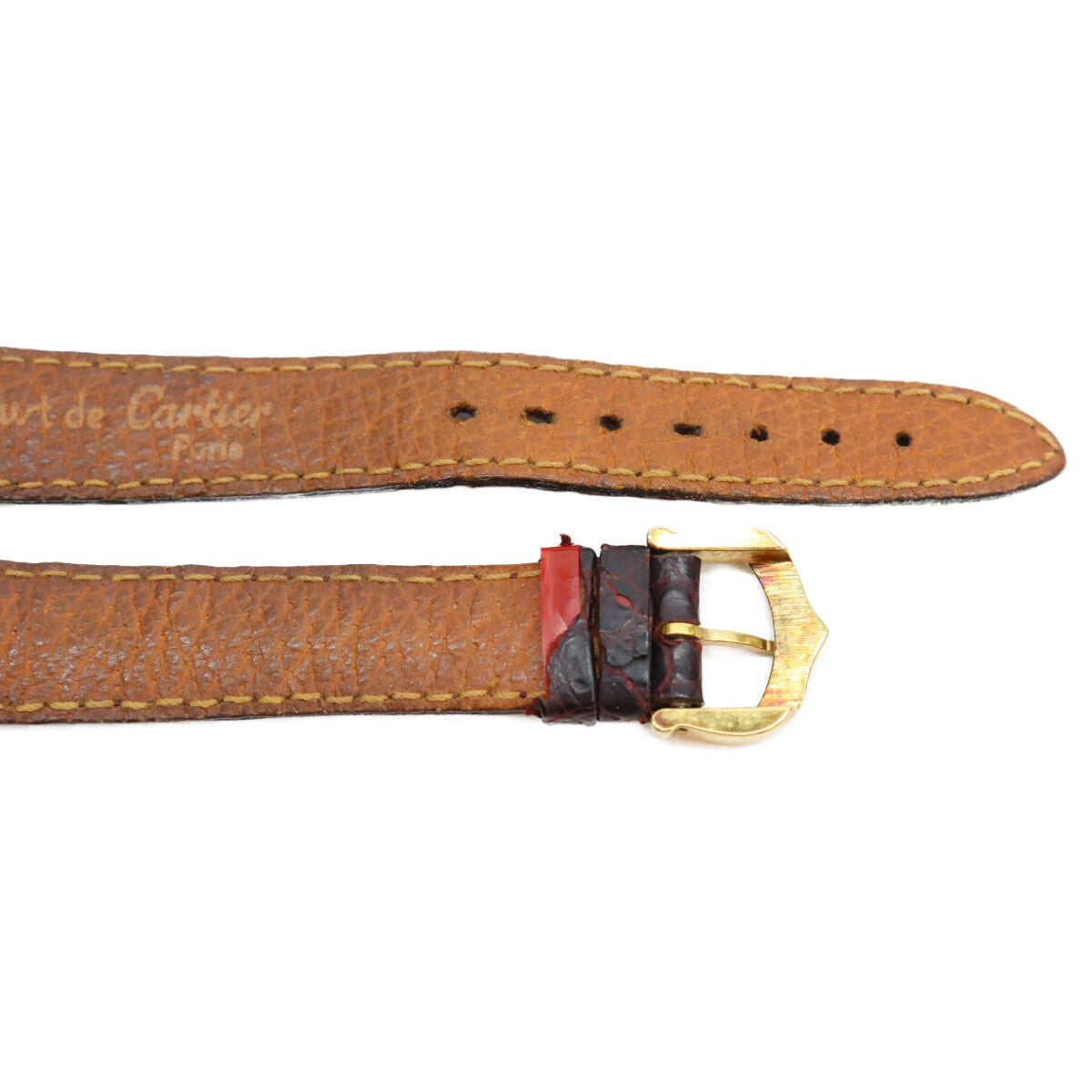 Cartier genuine burgundy crocodile leather strap for Must de Cartier Vendôme SM, 13 mm, with buckle wristwatch