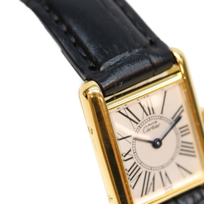 Cartier カルティエ 90s 925 マストタンクSMヴェルメイユ オパランシルバー文字盤 QZ 腕時計 腕時計