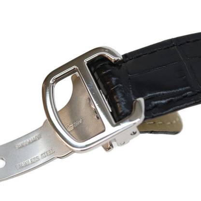 Cartier カルティエ 17年 WSTA0030 SS タンクソロSM シルバー文字盤 QZ クロコ 革 時計 腕時計