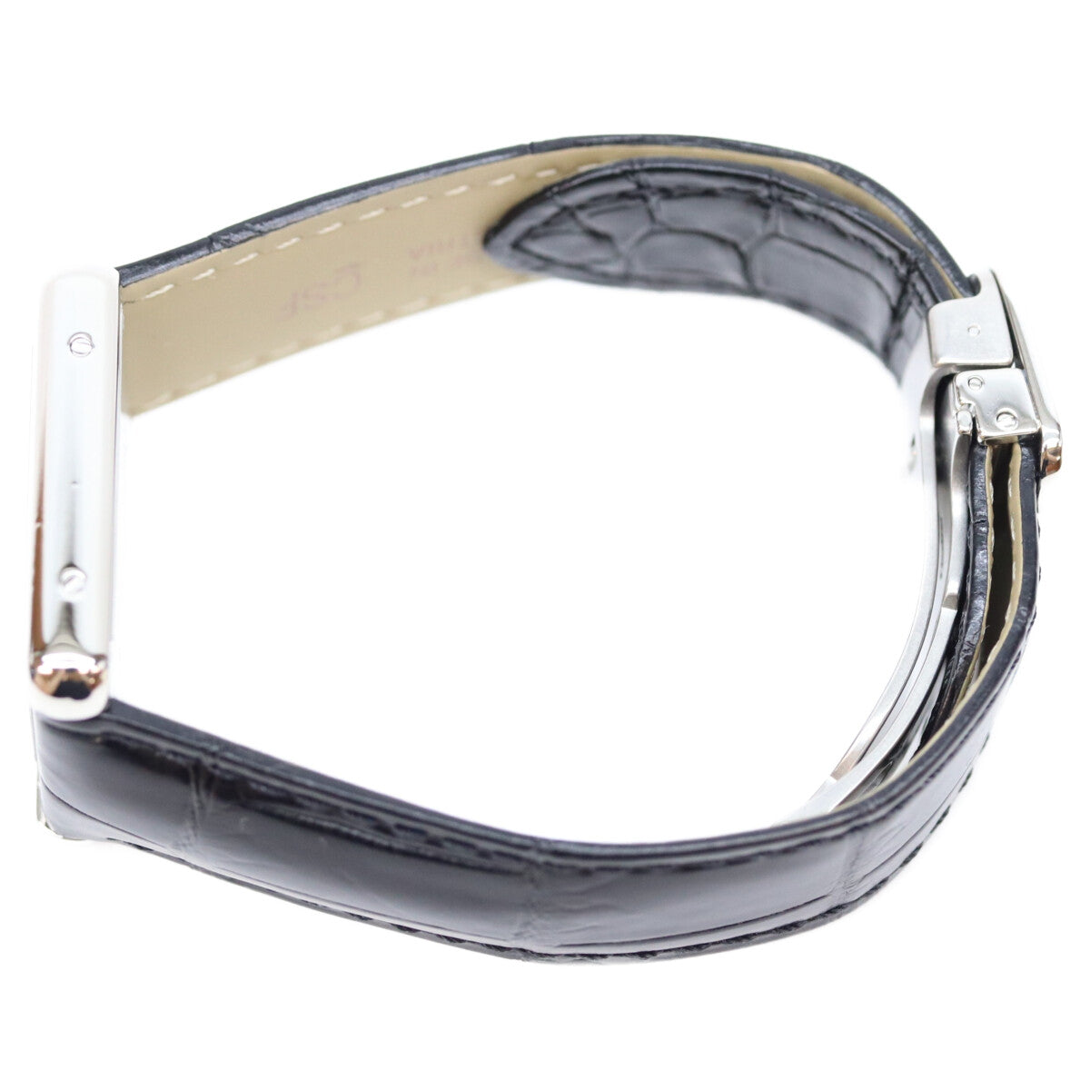 Cartier カルティエ 17年 WSTA0030 SS タンクソロSM シルバー文字盤 QZ クロコ 革 時計 腕時計