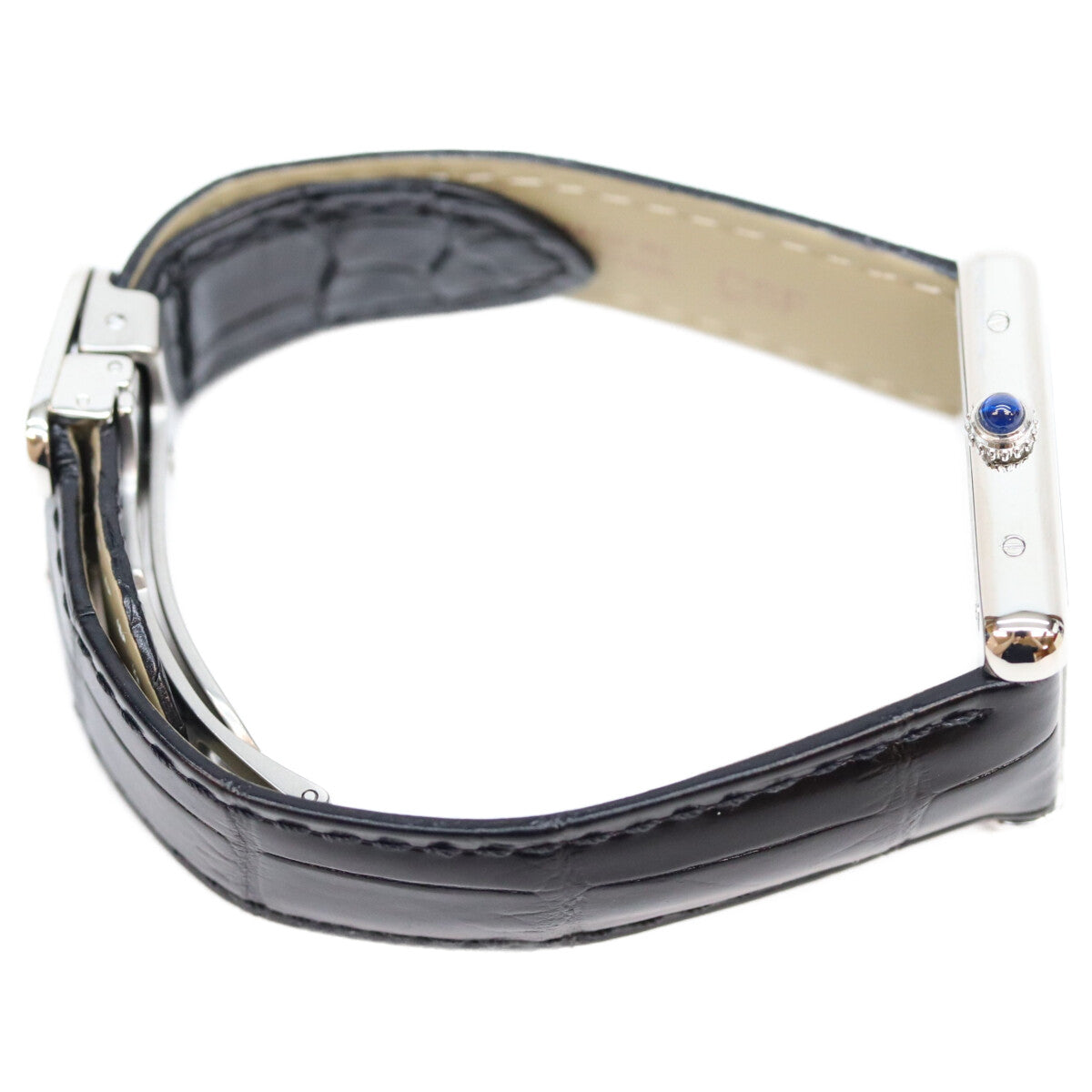 Cartier カルティエ 17年 WSTA0030 SS タンクソロSM シルバー文字盤 QZ クロコ 革 時計 腕時計