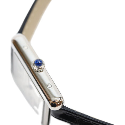 Cartier カルティエ 17年 WSTA0030 SS タンクソロSM シルバー文字盤 QZ クロコ 革 時計 腕時計