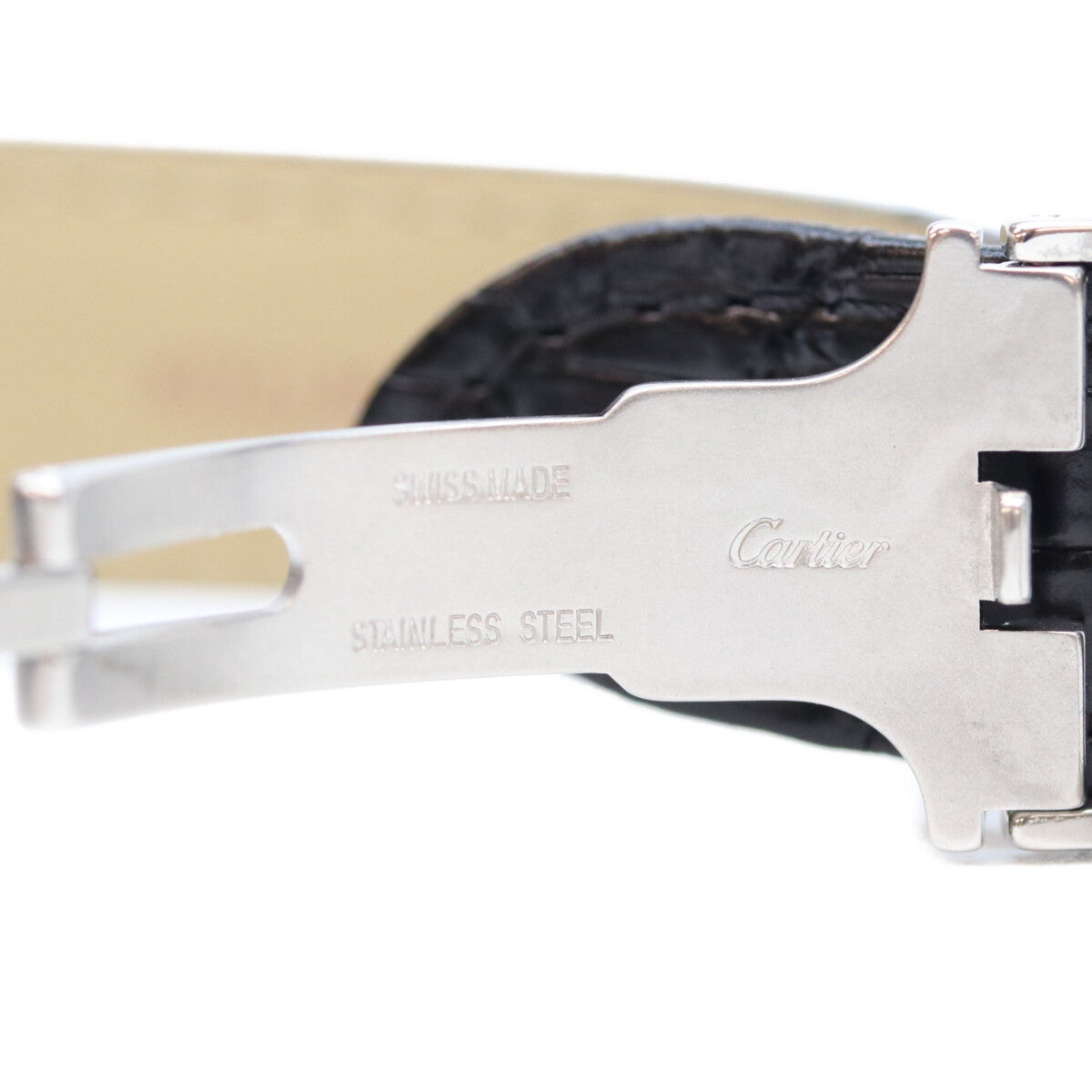 Cartier カルティエ 17年 WSTA0030 SS タンクソロSM シルバー文字盤 QZ クロコ 革 時計 腕時計