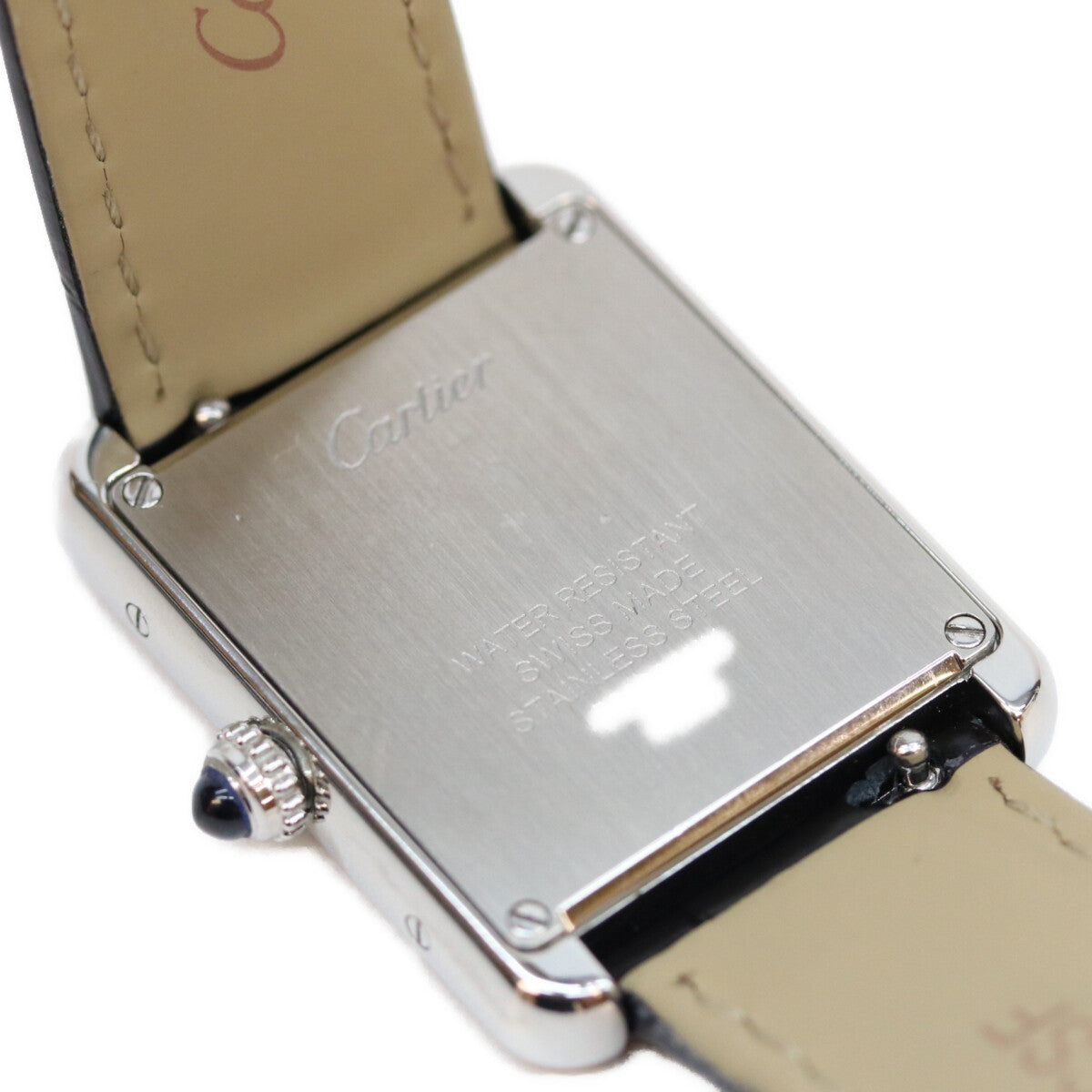Cartier カルティエ 17年 WSTA0030 SS タンクソロSM シルバー文字盤 QZ クロコ 革 時計 腕時計