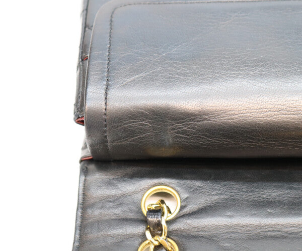 CHANEL シャネル 0番 黒 ラムスキン ダブルフラップ パリ限定 マトラッセ26 ショルダーバッグ ショルダーバッグ