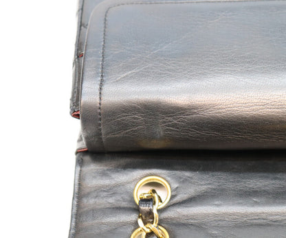 CHANEL シャネル 0番 黒 ラムスキン ダブルフラップ パリ限定 マトラッセ26 ショルダーバッグ ショルダーバッグ