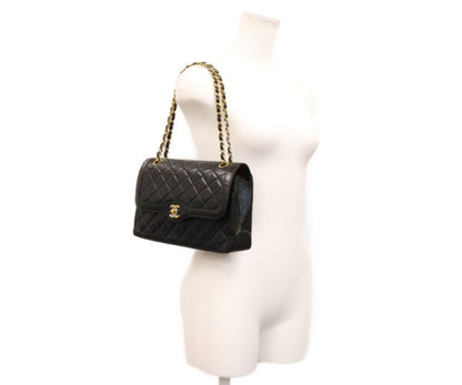 CHANEL シャネル 0番 黒 ラムスキン ダブルフラップ パリ限定 マトラッセ26 ショルダーバッグ ショルダーバッグ