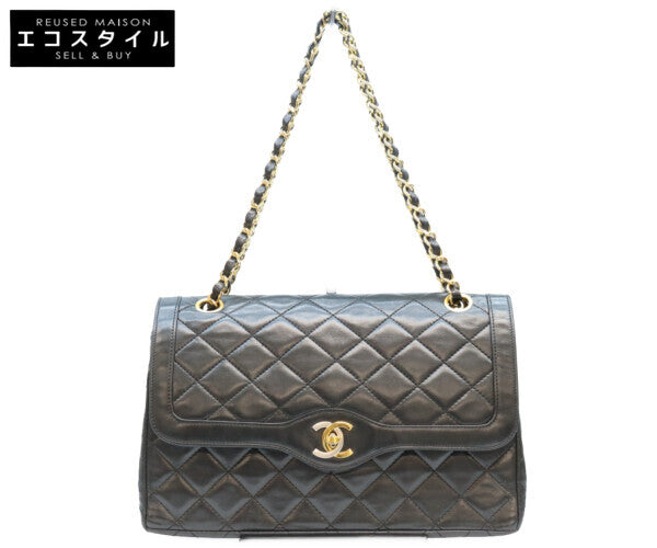 CHANEL シャネル 0番 黒 ラムスキン ダブルフラップ パリ限定 マトラッセ26 ショルダーバッグ ショルダーバッグ
