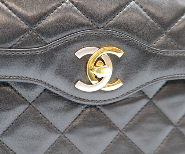 CHANEL シャネル 0番 黒 ラムスキン ダブルフラップ パリ限定 マトラッセ26 ショルダーバッグ ショルダーバッグ