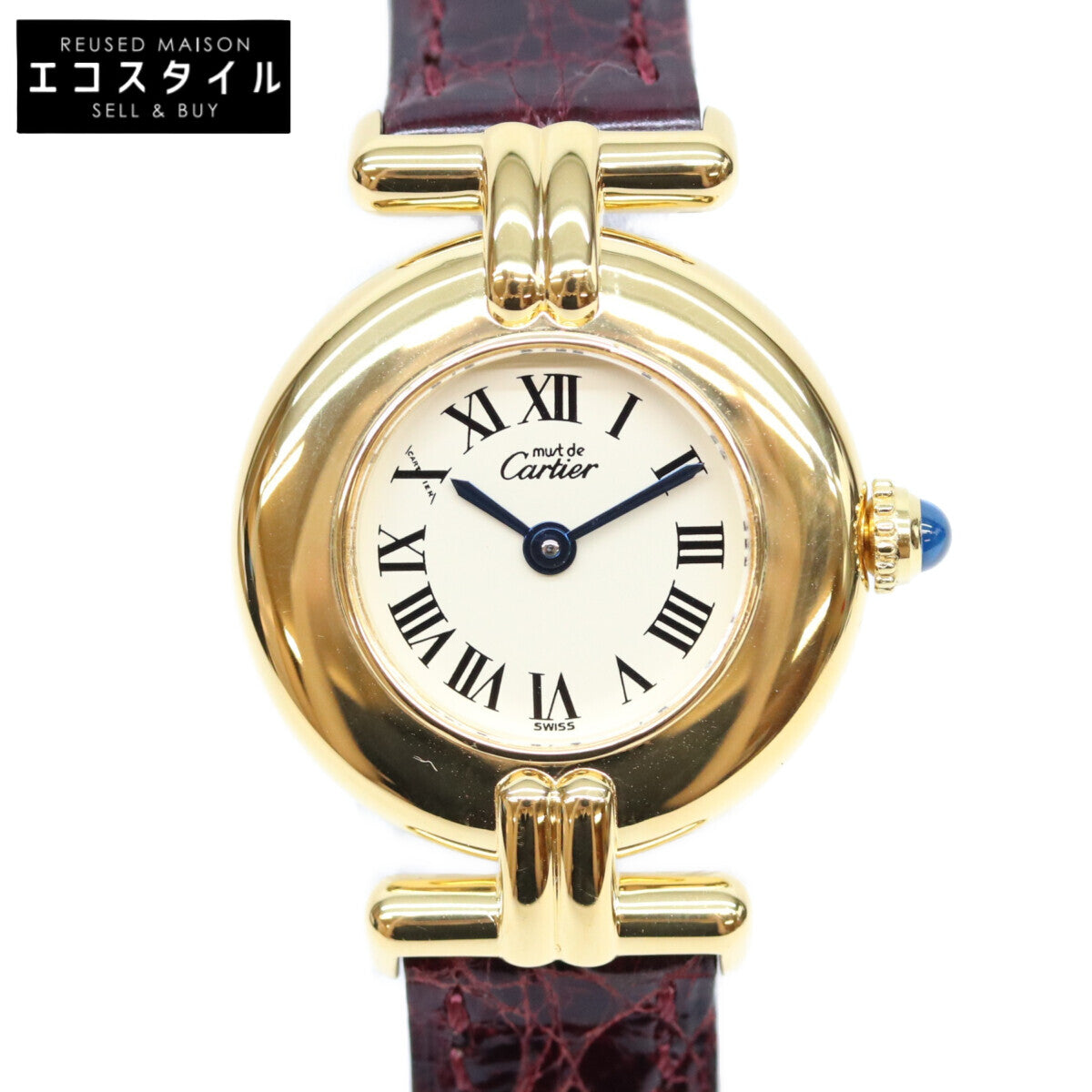Cartier カルティエ 90s W1000654 925 マストコリゼヴェルメイユSM クロコ アイボリーローマ文字盤 QZ 時計 腕時計