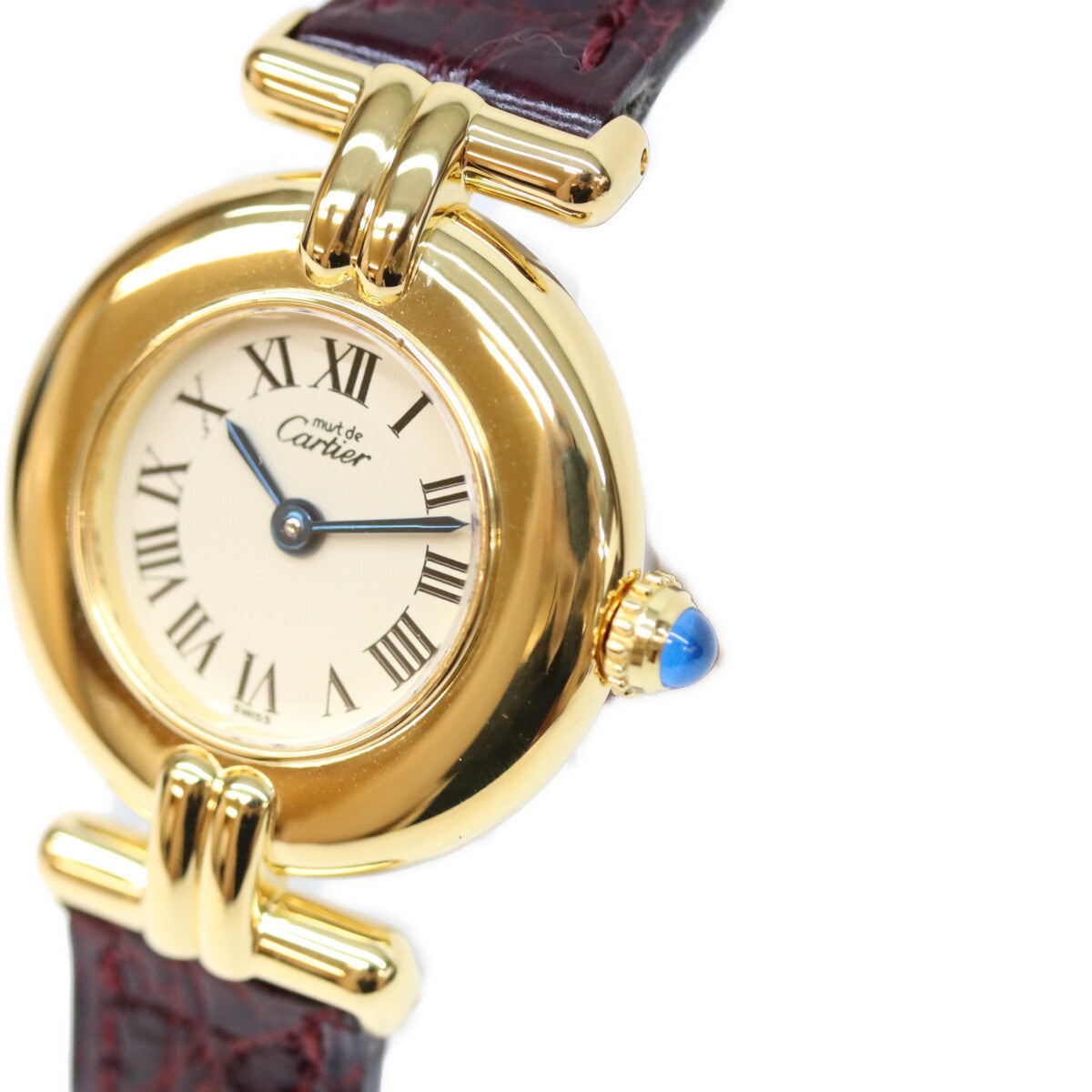Cartier カルティエ 90s W1000654 925 マストコリゼヴェルメイユSM クロコ アイボリーローマ文字盤 QZ 時計 腕時計