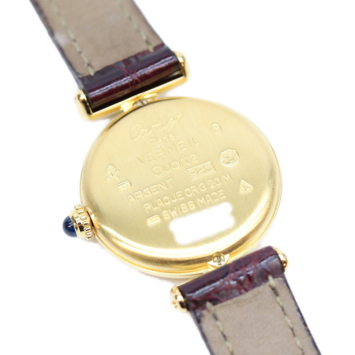 Cartier カルティエ 90s W1000654 925 マストコリゼヴェルメイユSM クロコ アイボリーローマ文字盤 QZ 時計 腕時計