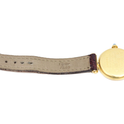 Cartier カルティエ 90s W1000654 925 マストコリゼヴェルメイユSM クロコ アイボリーローマ文字盤 QZ 時計 腕時計