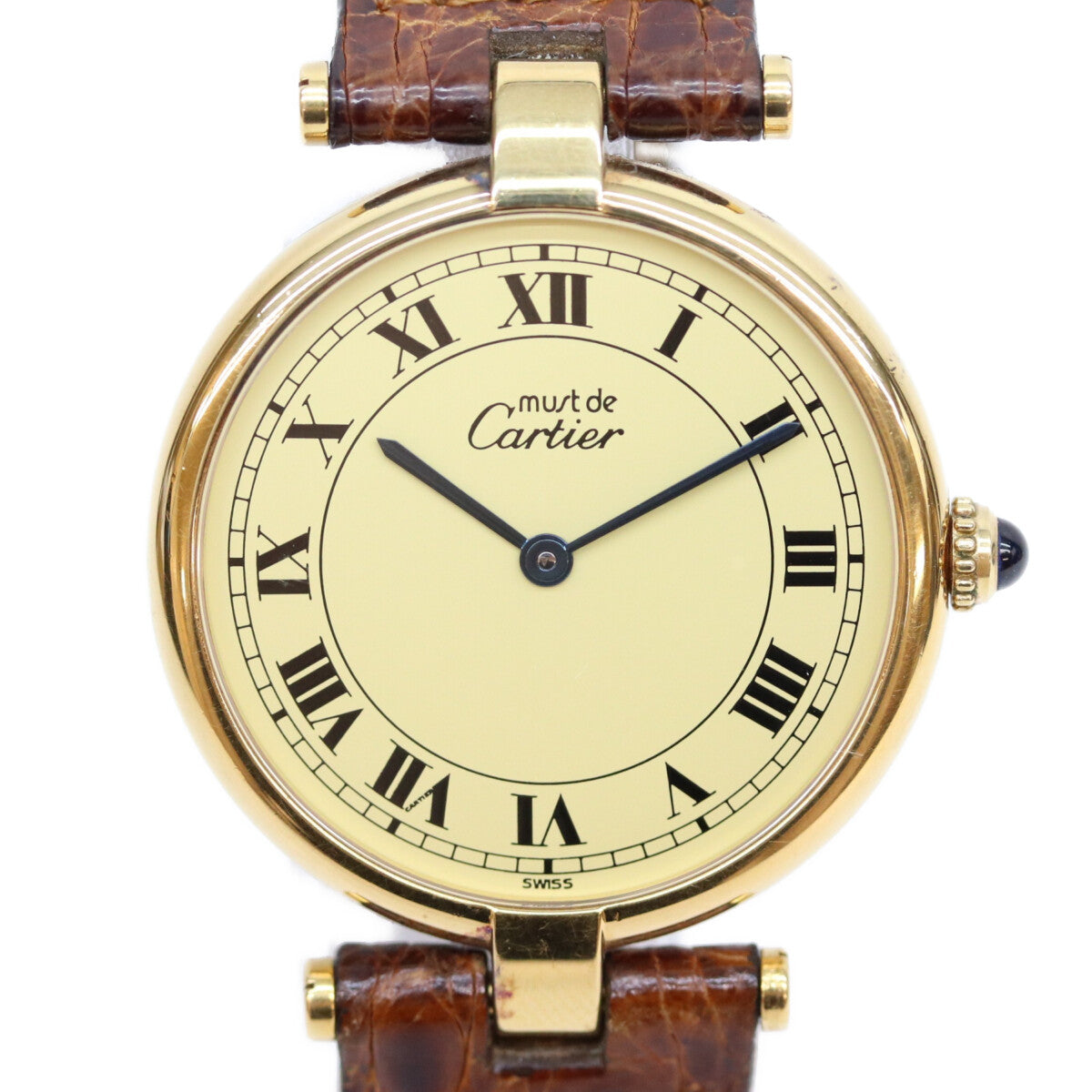 Cartier カルティエ 90s 925 マストヴァンドームヴェルメイユLM アイボリーローマ文字盤 QZ 時計 腕時計