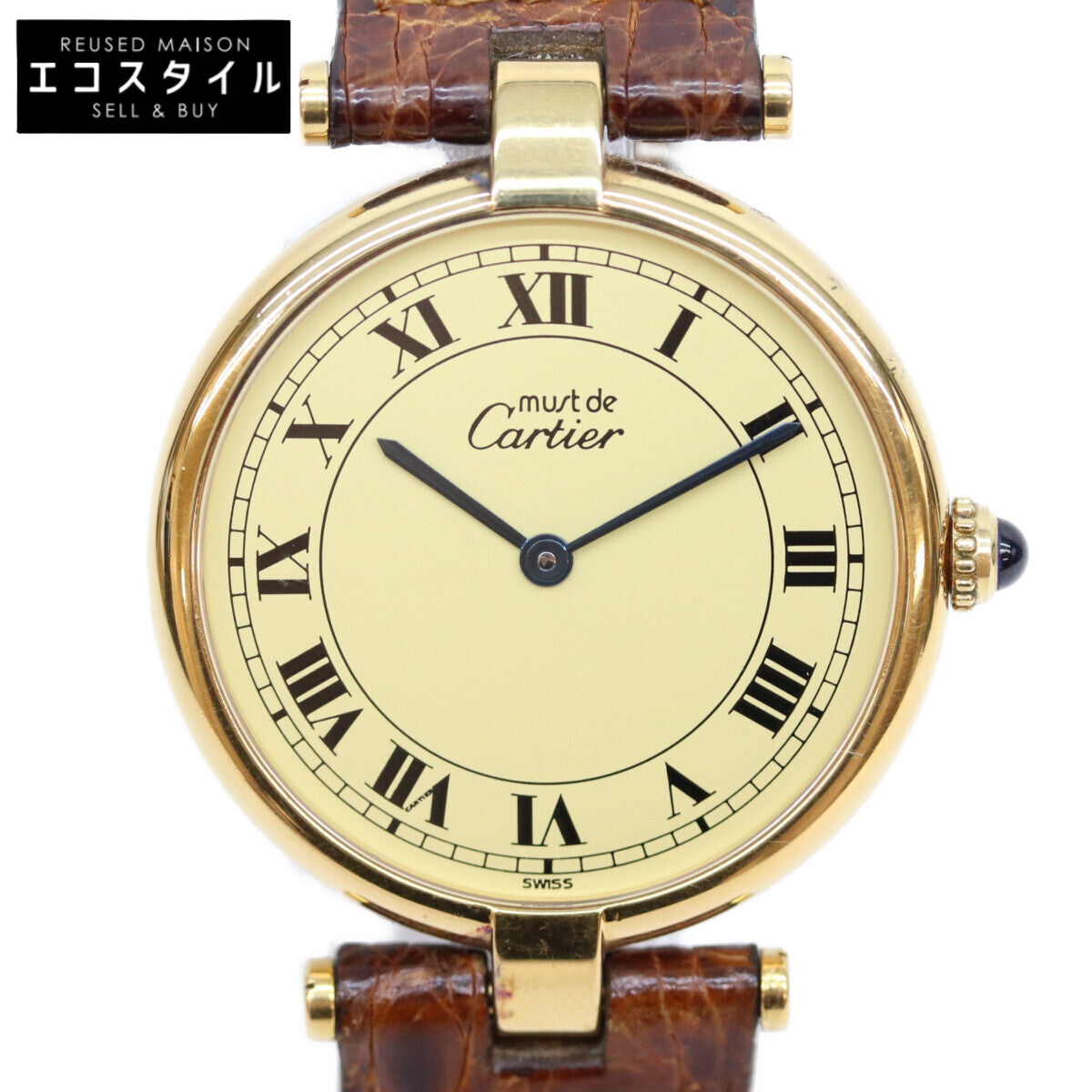 Cartier カルティエ 90s 925 マストヴァンドームヴェルメイユLM アイボリーローマ文字盤 QZ 時計 腕時計