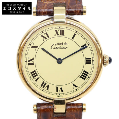 Cartier カルティエ 90s 925 マストヴァンドームヴェルメイユLM アイボリーローマ文字盤 QZ 時計 腕時計