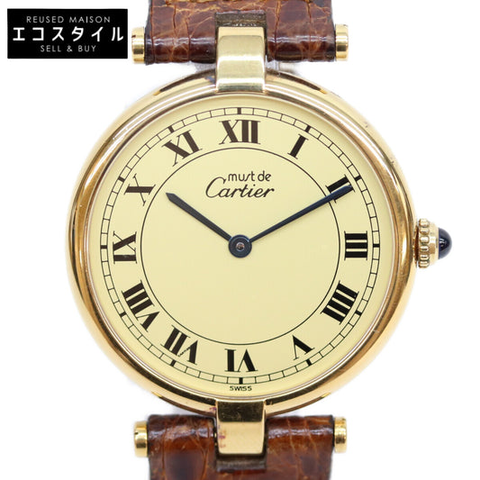 Cartier カルティエ 90s 925 マストヴァンドームヴェルメイユLM アイボリーローマ文字盤 QZ 時計 腕時計